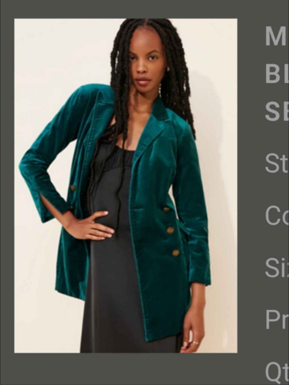 ANTHROPOLOGIE Maeve Velvet Blazer Dress jade green 6 - Picture 7 of 9
